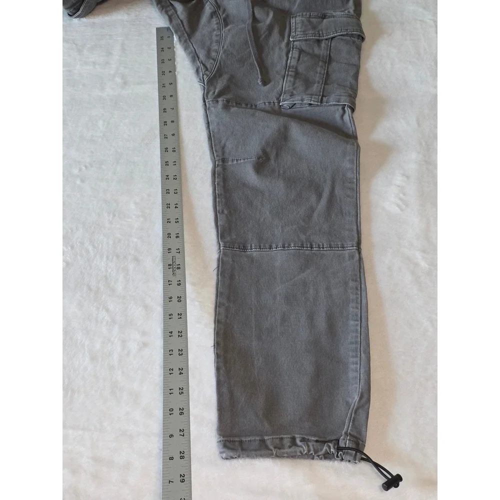 PacSun Slim Cargo Pants Mens Large Gray Elastic Waist Drawstring Bungee Hem